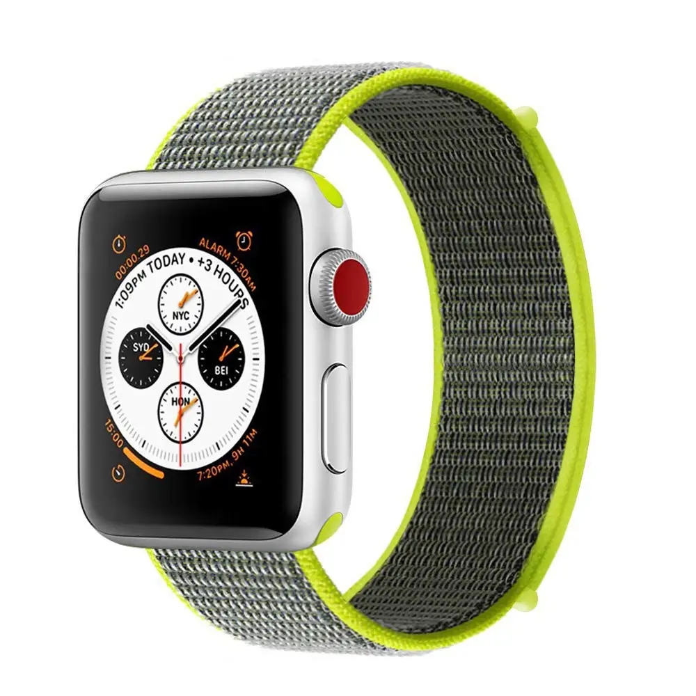 Ремешок для наручных часов Apple Watch 4 5 серии 3/2/1 38 мм 42 мм мягкий нейлон дышащий сменный ремешок Спортивные петли для наручных часов iwatch серии 4 40 мм 44 мм - Цвет ремешка: 19