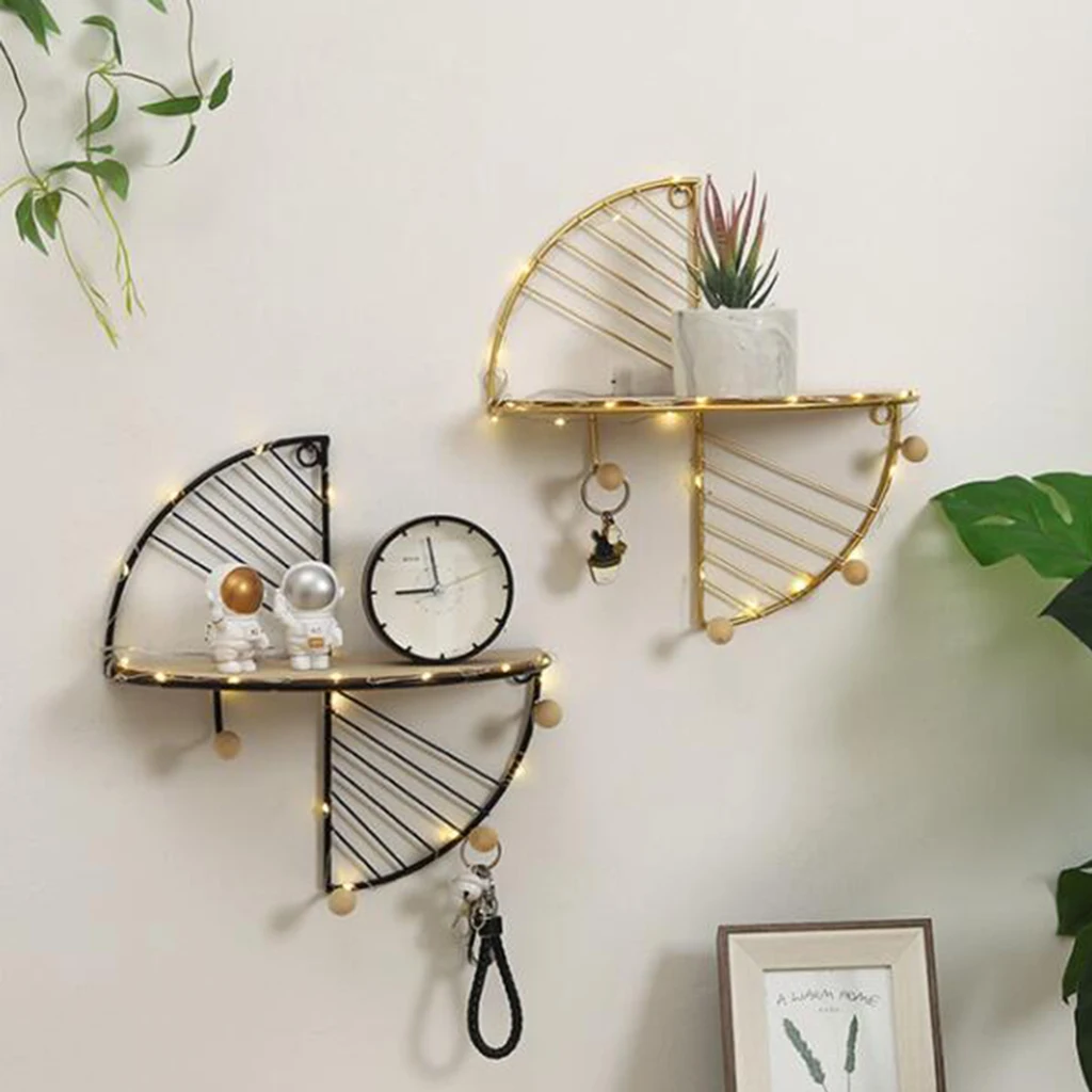 Iron and wooden board Storage Rack Shelf with Hooks Hat Key Hangers Holder Wall Hook Home Decoration