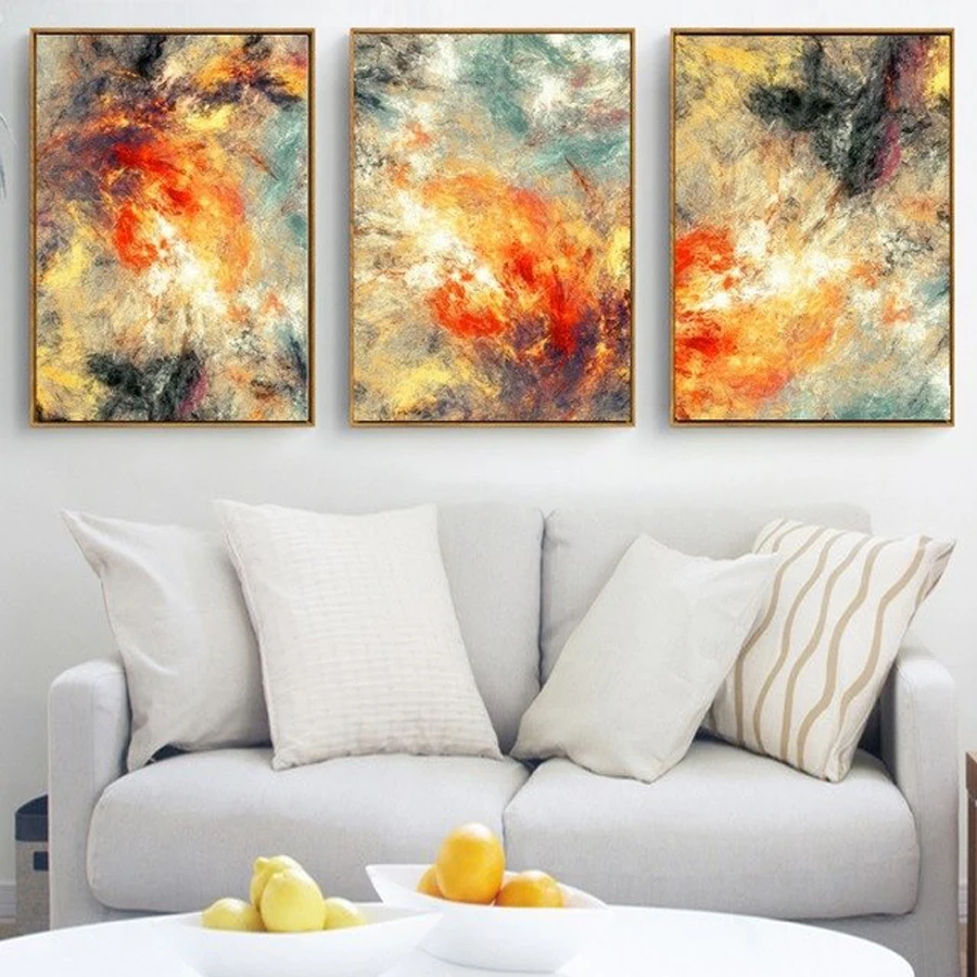 Abstract yellow scenery Diy Diamond Painting Full Square Round drill 5d Embroidery Mosaic Triptych Craft Supplies AA2197 | Дом и сад