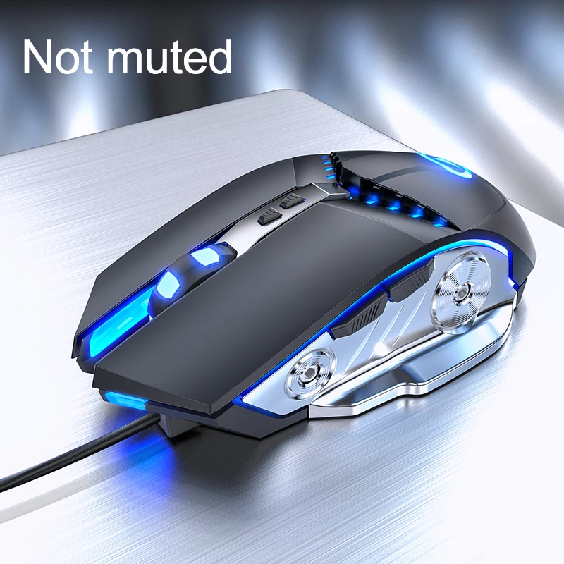 Black Not muted Проводная игровая мышь 3200 dpi дышащий светодиодный E-Sports Механическая Бесшумная мышь для геймеров оптическая мышь Sens для ноутбука компьютера геймера - Цвет: Black Not muted