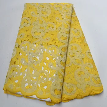 

Yellow African Sequins Lace Fabric 2019 Net Laces French Organza Lace Nigerian Tulle Lace Fabrics For Wedding Dress FV5632
