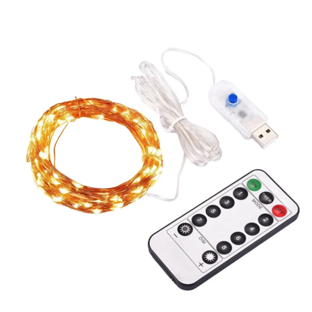 

Silver Copper Wire Lamp String 5M 50 lights 10M 100 lights USB Remote Control 8 Functional Strips Christmas Lighting Star Lights