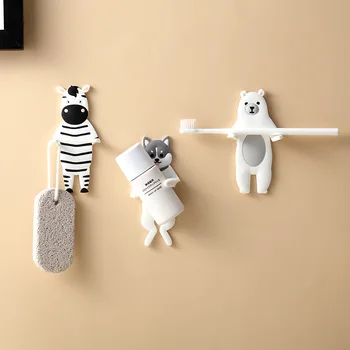

1PC Adhesive Wall Hook Cartoon Animal Flexible Hangers Toothbrush Key Umbrella Rack Suction For Kitchen Bathroom Storage Holder
