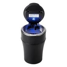 Модный светодиодный светильник на солнечной батарее, автомобильная пепельница, Черный стакан, угольная пепельница, отличный подарок для мужчин