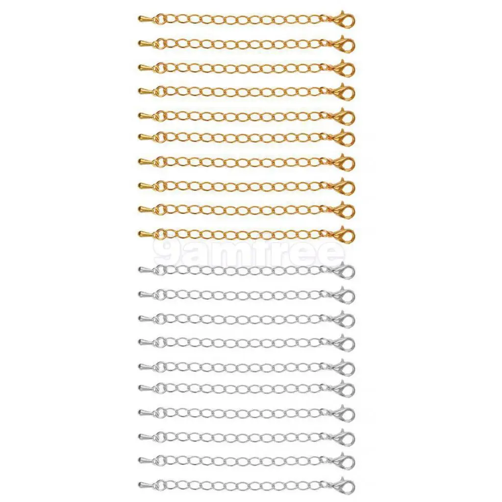 10pcs 2 Colors Extension Link Necklace Chain Extenders Women Girls Necklace Bracelet Jewelry Findings DIY Accessories 75mm 