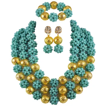 

Aqua Blue African Jewelry Set Nigerian Beads Wedding Jewelry Sets