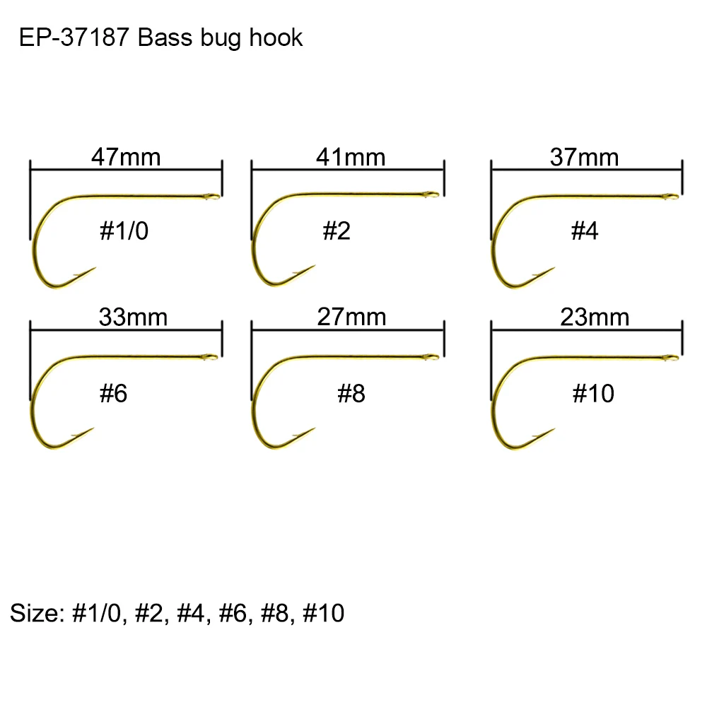 Eupheng 100 шт. EP-37187 рыболовный крючок с прямым хвостовиком и кольцом, бронзовый крючок с открытым сгибом, Стингер, крючок для ловли нахлыстом - Цвет: EP-37187