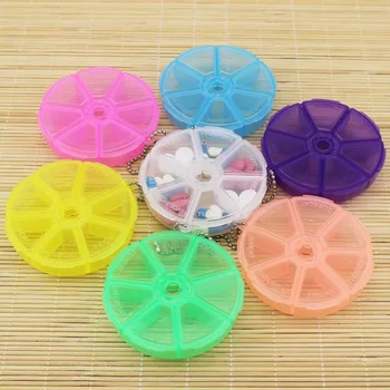 

Portable 7 Slot Health Pill Case Organizer Medicine Drug Round Box EK-New