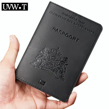 

Genuine Cow Leather Netherlands Passport Cover Vintage Business ID Bank Pass Card Holder Credit Travel Document Purse Wallet