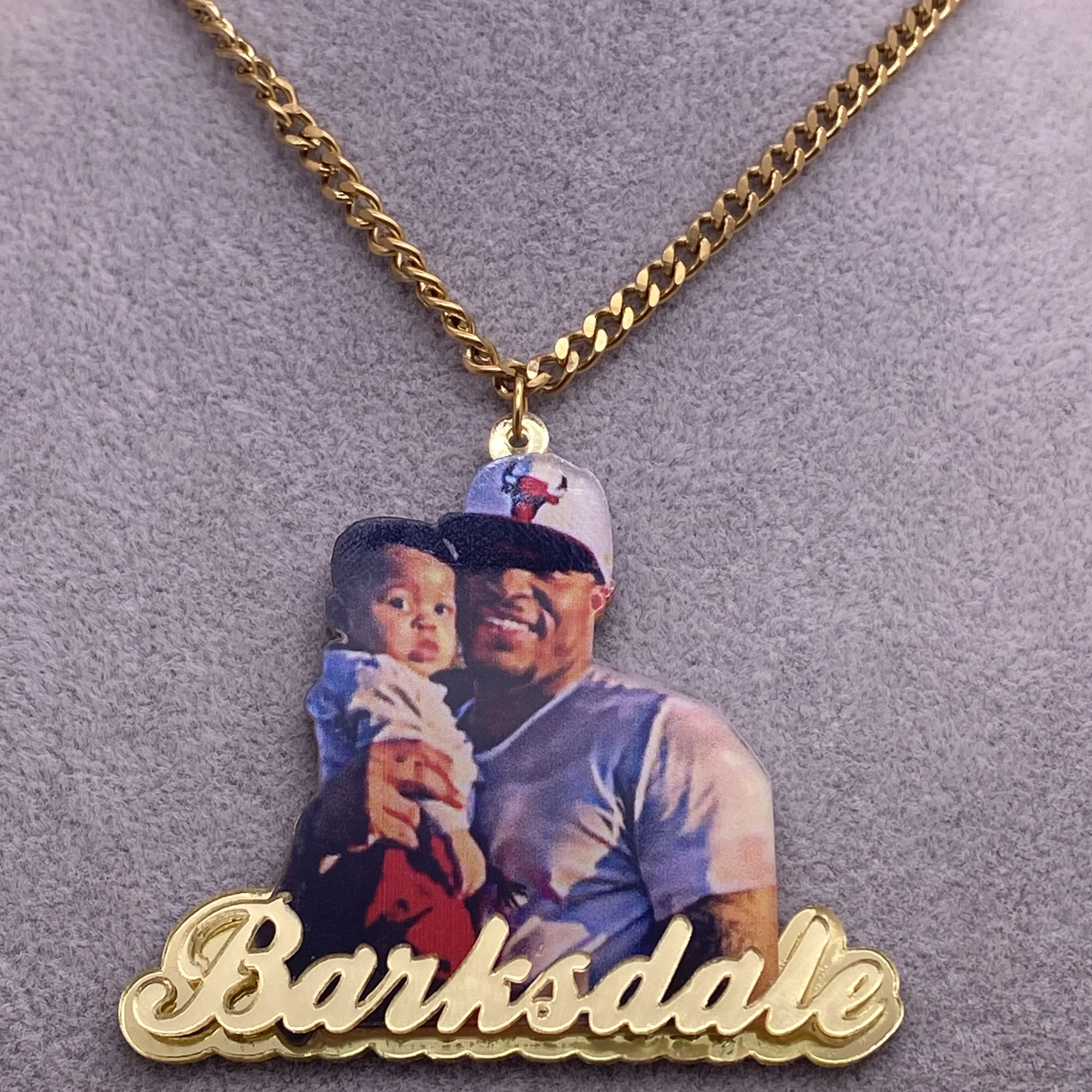 Custom Name Photo Necklace Personalized Picture Acrylic Pendant Necklace Stainless Steel Chain Necklace Jewelry Gift Christmas