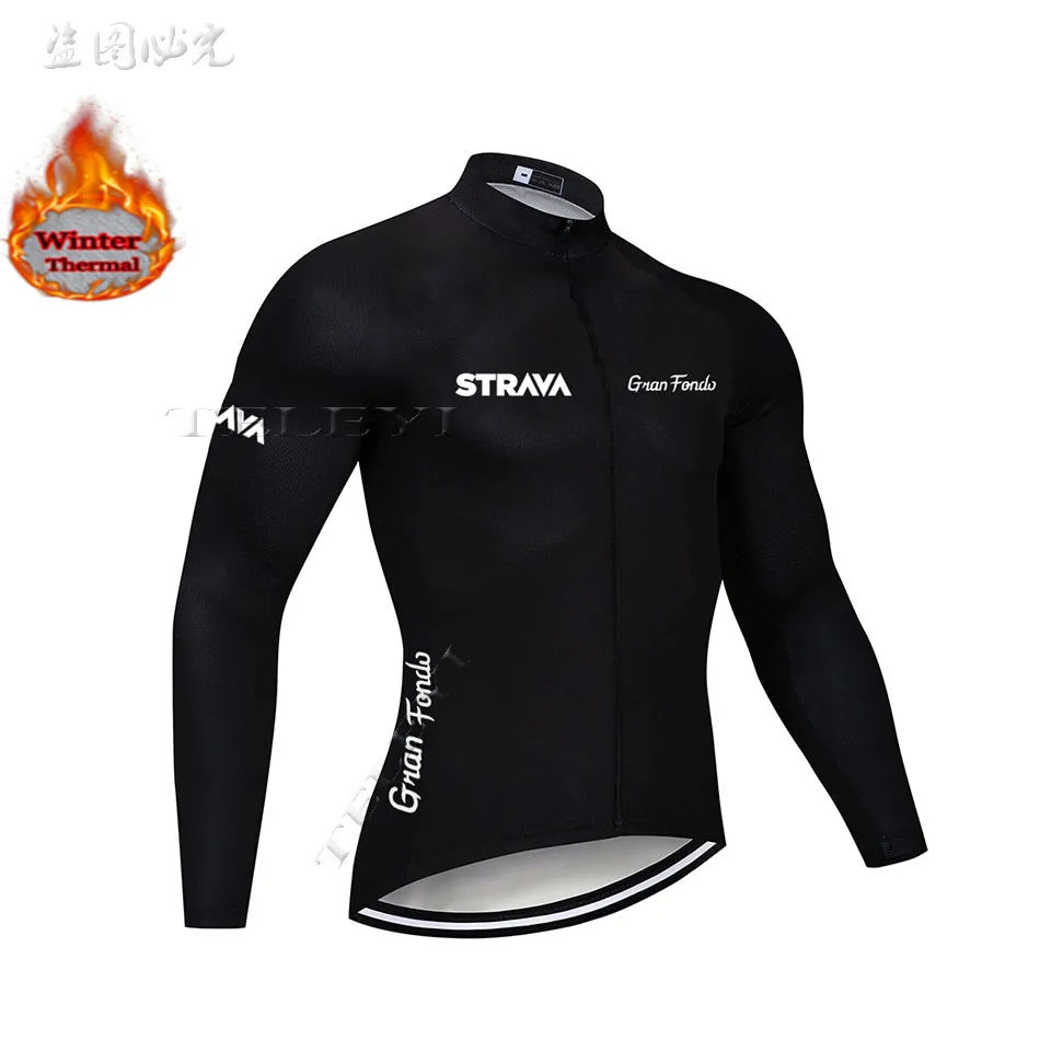 STRAVA велосипедная майка мужская pro team зимний теплый флисовый комплект с длинным рукавом MTB велосипедная Одежда Майо Ropa Ciclismo Hombre - Цвет: 1