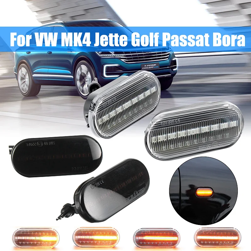 

2X LED Dynamic Side Marker Signal Indicator Light Lamp Front Fender Flowing For VW MK4 Jette Bora Golf 3 4 Lupo Passat for Polo
