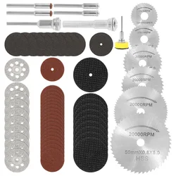 Jeu de Mini lames de scie circulaire HSS, 63 pièces, pour outils rotatifs Dremel, roues de coupe en résine, disques de coupe en diamant 