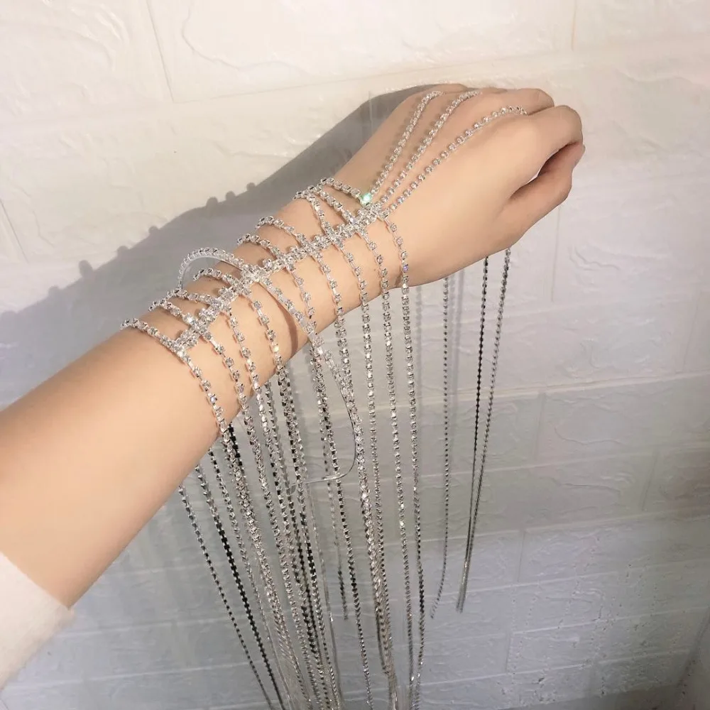 European and American fashion luxury shining Rhinestone Crystal tassel big hairband headband sweet bride jewelry headchain gift