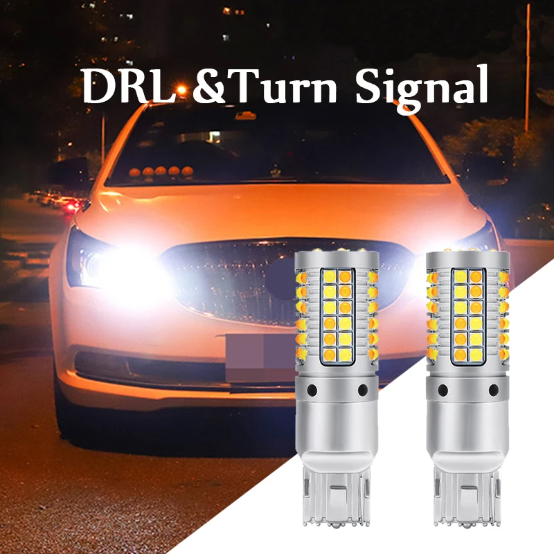 2pcs Car Turn Signal Lights LED White Amber DRL Daytime Running T20 WY21W 7440 Lamp For Lexus GS300 2006 2007 2008 | Автомобили и