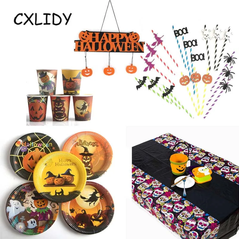Halloween Pumpkin Head Theme Party Decoration Desktop Arrangement Party Supplies Halloween Party Tableware qq231 (41)