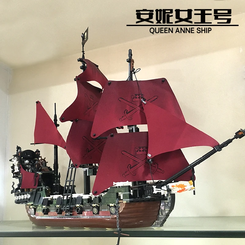 DHL 16009 серия "Пираты" Королева Анн месть модель строительные блоки набор совместим 4195 классический пиратский корабль игрушки