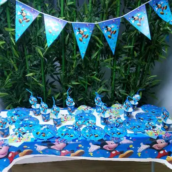 

82pcs Mouse Kids Birthday Party Decoration Supplies Disposable Party Tableware Tablecloth Plates Cups Baby Shower Favors