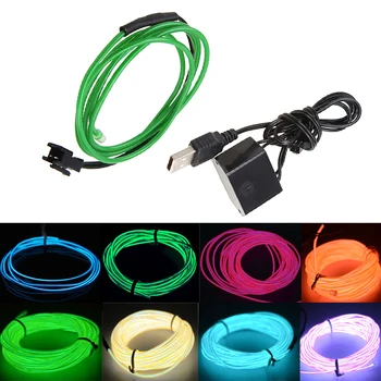 

Colorful 4M Universal Car Truck Home Party Decorate Light Strip EL Tube Wire Neon Strip Light Glow LED Lamp With Controller USB