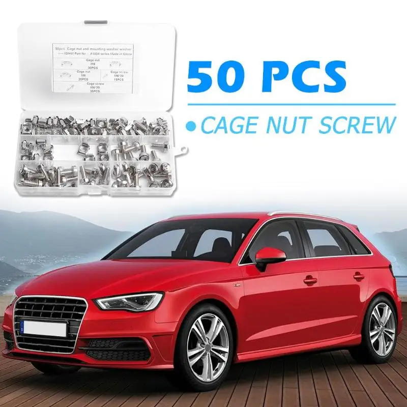 50 шт. M6 клетка гайки+ M6x20 болты+ шайбы для серверной стойки Полка Шкаф крепление