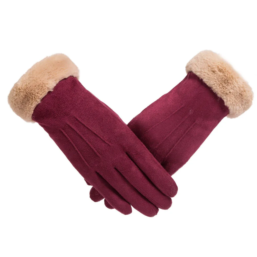 Женские модные зимние однотонные запястья с полным пальцем сенсорный экран для женщин Перчатки для занятий спортом на открытом воздухе теплые Перчатки для вождения Перчатки