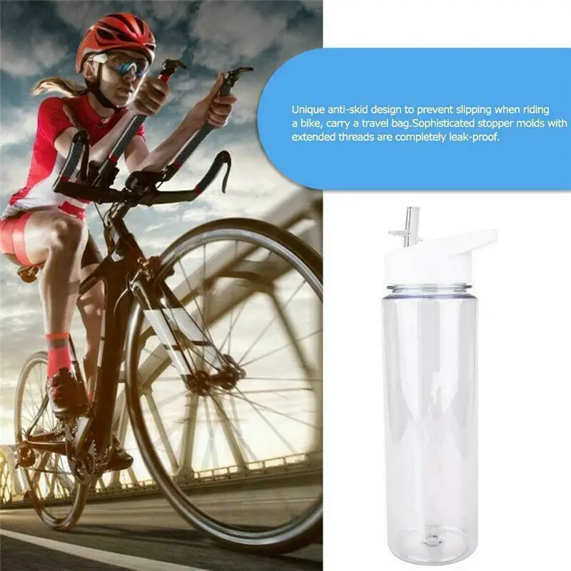 750ml Sport Bottle Drink Cup Straw Cup Plastic Leakproof Portable for Outdoor Camping Home School Office