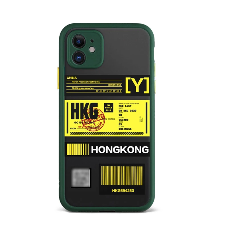 

2020 Hot Sale Creative Slim Matte PC TPU Printing Air Ticket Pattern Translucent Phone Case for iPhone 1/X/XR/XS/8/7/6 khushi