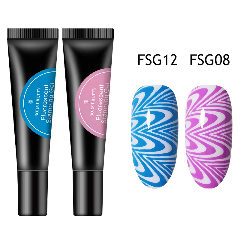 2PCS Set8 BORN PRETTY набор гель для штамповки ногтей Белый Черный Гель-лак для штамповки пластин лак для дизайна ногтей маникюр DIY дизайн - Цвет: 2PCS Set8