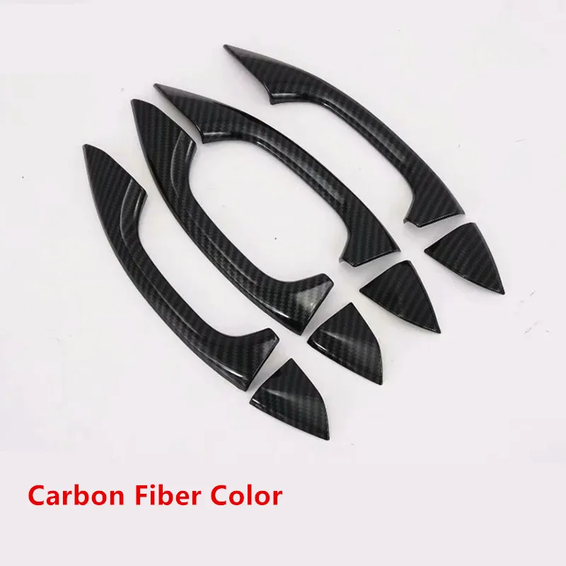 Carbon Fiber Color Углеродное волокно Цвет наружная дверная ручка декоративный чехол с блестками наклейки отделка 8 шт. для Audi A6 C8 ABS стайлинга автомобилей - Название цвета: Carbon Fiber Color