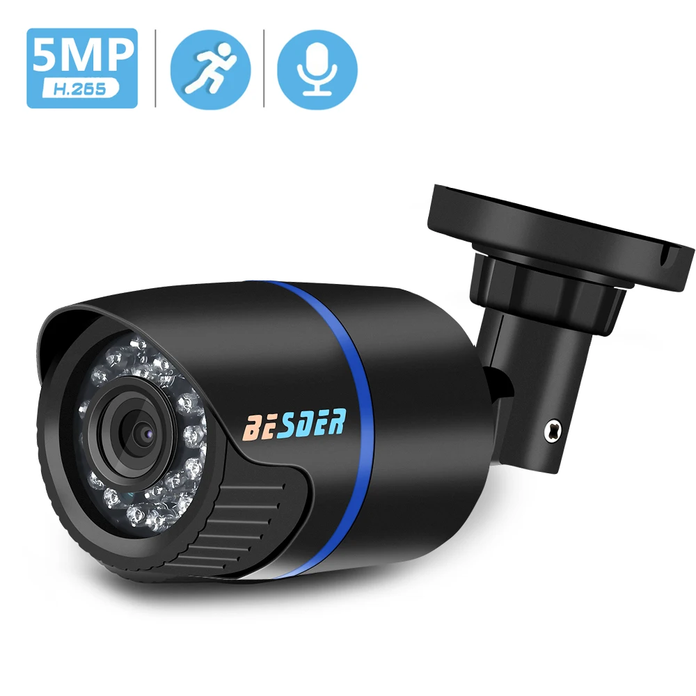 IP камера BESDER уличная H.265 2 мп 3 5 12 в POE 48 с датчиком движения|Камеры видеонаблюдения|