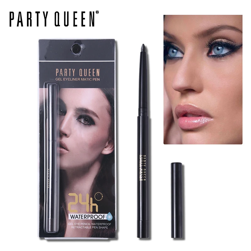 

Party Queen Matte Black Brown Retractable Gel Eyeliner Pen Waterproof Pencil Makeup Smooth Non-smudge 24H Long Lasting Eye Liner