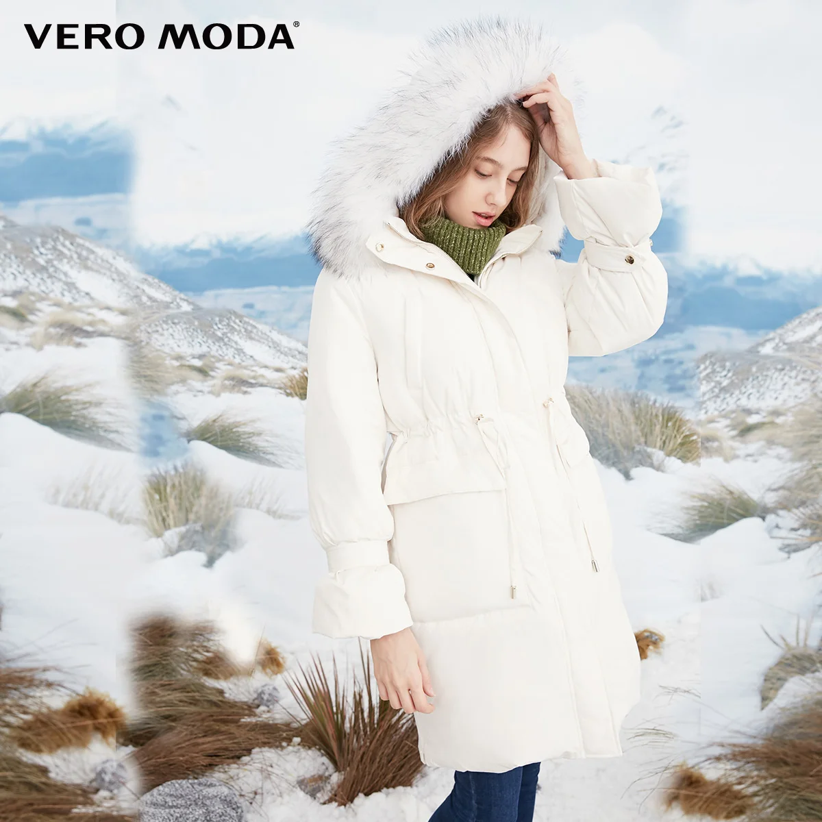 Vero Moda женский Плетеный волос с капюшоном шнурок длинный пуховик парка пальто | 318412513