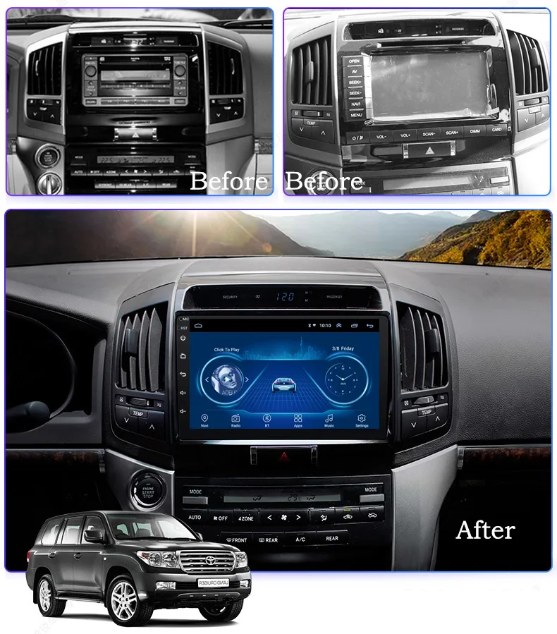 Excellent 10.1 inch Android 8.1 Car DVD GPS for Toyota land cruiser 2007-2012 Navigation System Stereo Audio Radio Video Bluetooth 2