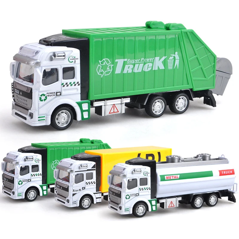 15 Kinds City Sanitation Garbage Truck Model Toy for Children 1:48 Scale Alloy Diecast Toys Vehicles Birthday Gift for Boys Y048 1 43 scale model alloy classic tuk tuk taxi bangkok thai tricycle taxi car toy diecast vehicles express delivery collection toy