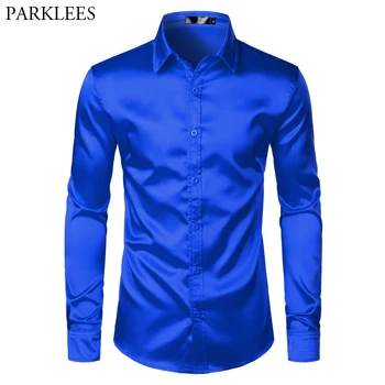 mens royal blue slim fit dress shirt