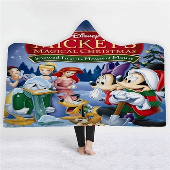 

Christmas Blanket Mickey Princess Hooded Blanket Flannel Plush Quilt Sofa/bed/planeTravel Bedding Children Blankets for Beds