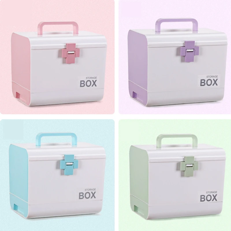 Medicine Box First Aid Kit Storage Box Plastic Container Emergency Kit Portable Multi-Layer Large Capacity Storage Organizer