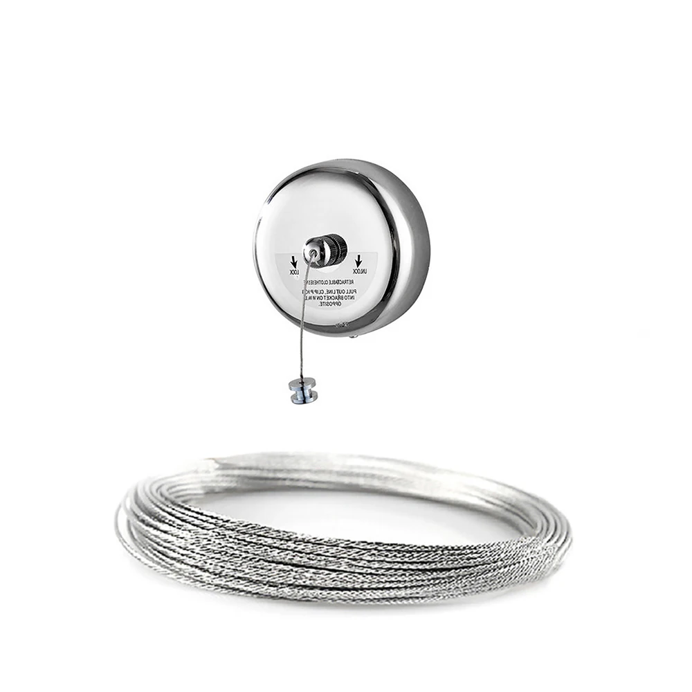 

304 Stainless Steel Wall Hanging Clothesline 2.8m Telescopic Invisible Wire Rope Bathroom Drying Rack Round Real Line Silver