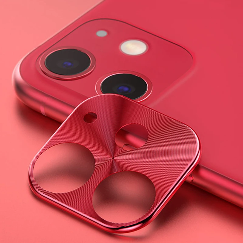 Чехол для камеры для iPhone 11 Pro XS Max X XR 7 8 Plus, чехол с металлическим кольцом для объектива, Защитное стекло для экрана для iPhone 11 Pro Max XS XR X - Цвет: Red