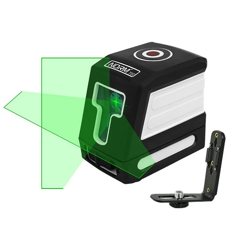 Green Metal bracket Junejour мини 2 поперечные линии лазерный уровень красный луч или самонивелирующийся лазерный уровень в коробке - Цвет: Green Metal bracket