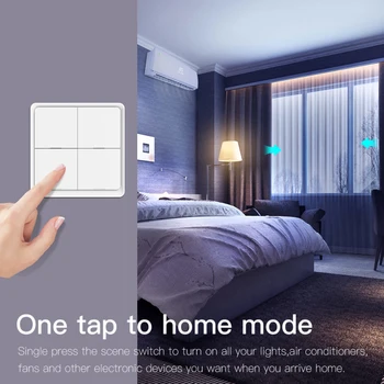 

Tuya ZigBee 4 Gang Wireless 12 Scene Switch Push Button Controller Battery Powered Automation Scenario for Tuya Devices