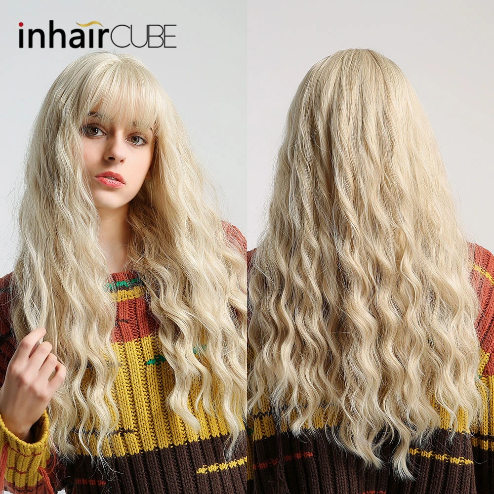 Resistente ao Calor Trançado para Mulheres Uso e Cosplay Inhaircube Peruca Ombré Longa Ondulada Cabelo Sintético Frete Grátis
