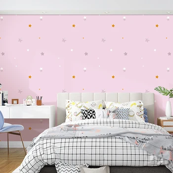 

Cute Pink Blue Star Wall Paper for Kids Rooms Vinyl Furniture Wallpaper Stickers Murals 3d Peel and Stick Wallpapers Decor J198