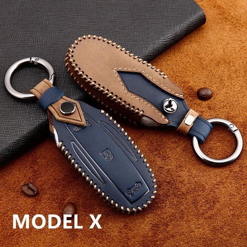 

Leather Car Key Case Cover Key Shell Storage Bag Protector for Tesla Model S Model 3 Model X key cover car styling