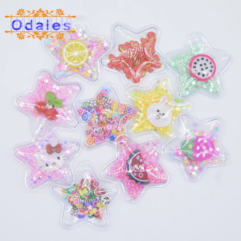 

10Pcs/lots Shake Sequins Star Appliques for DIY Hat Bag Accessories Fruit Slices Colorful Clay Animal Patches Slime Craft Supply