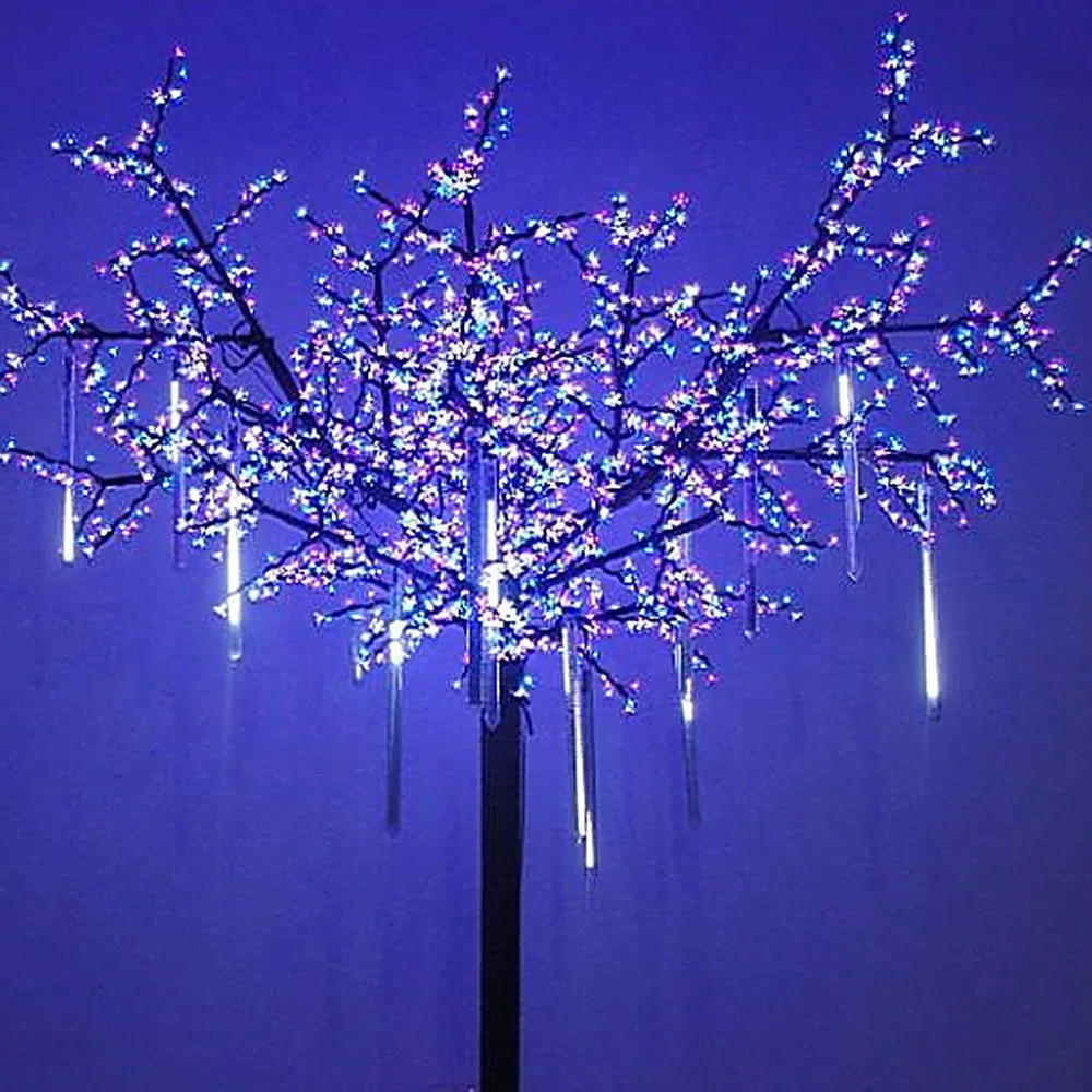 Солнечный метеоритный душ, светодиодная лампа, водонепроницаемый, падающий дождь, сказочный свет, 30 см, 8 трубок, Ультра яркое рождественское световое украшение