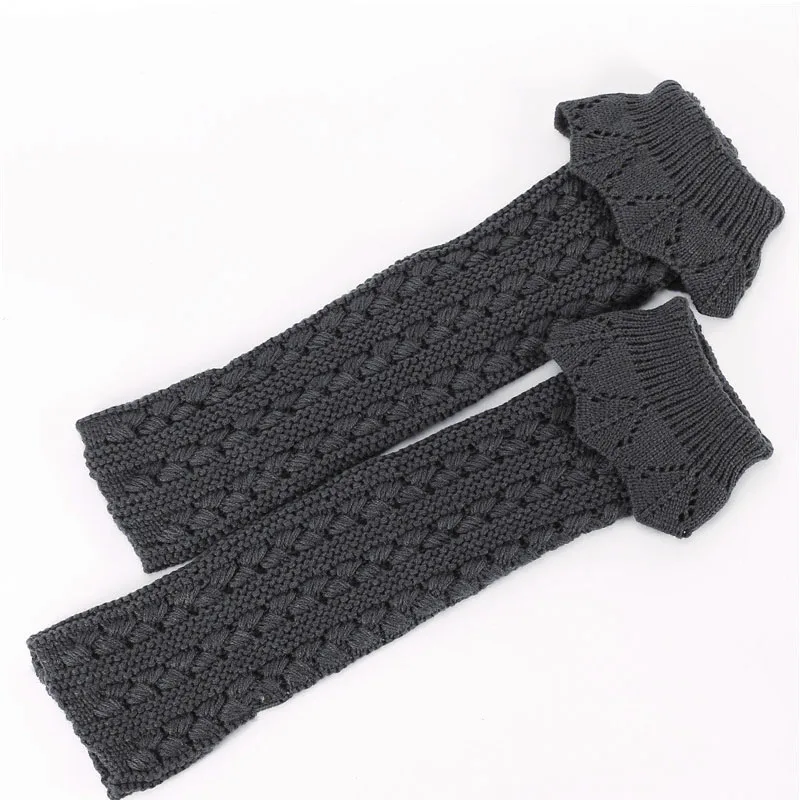 dark gray YOZIRON/Зимние гетры выше колена с оборками; белые длинные гетры; женские гетры; повседневные осенние вязаные гетры для девочек; носки - Color: dark gray