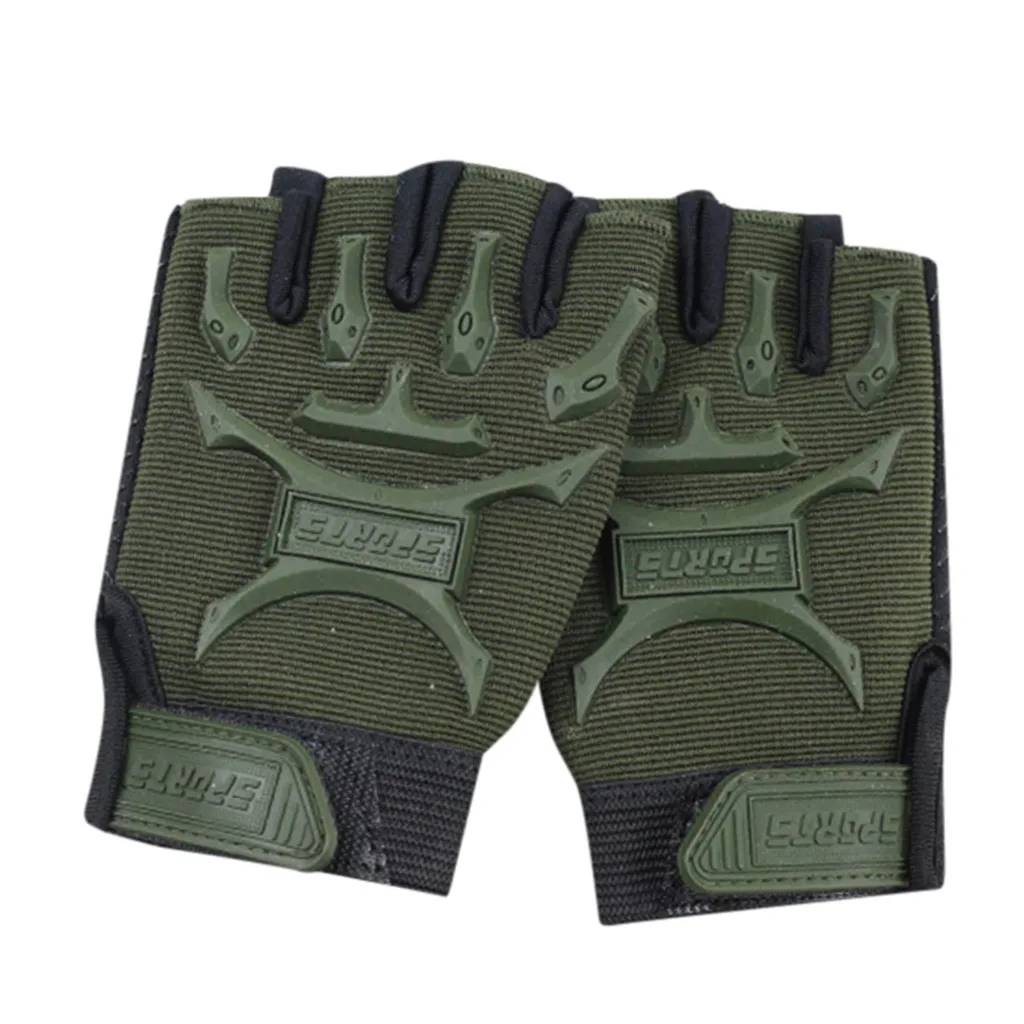 Feitong зимние теплые перчатки детские спортивные Военные перчатки без пальцев тренировочные перчатки с поддержкой запястья для фитнеса#25918 - Цвет: Green