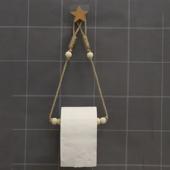 

Retro Kitchen Roll Paper Accessory Hanging Rope Wall Mounted toilet paper holder Tube Bathroom Decor Rack Holders
