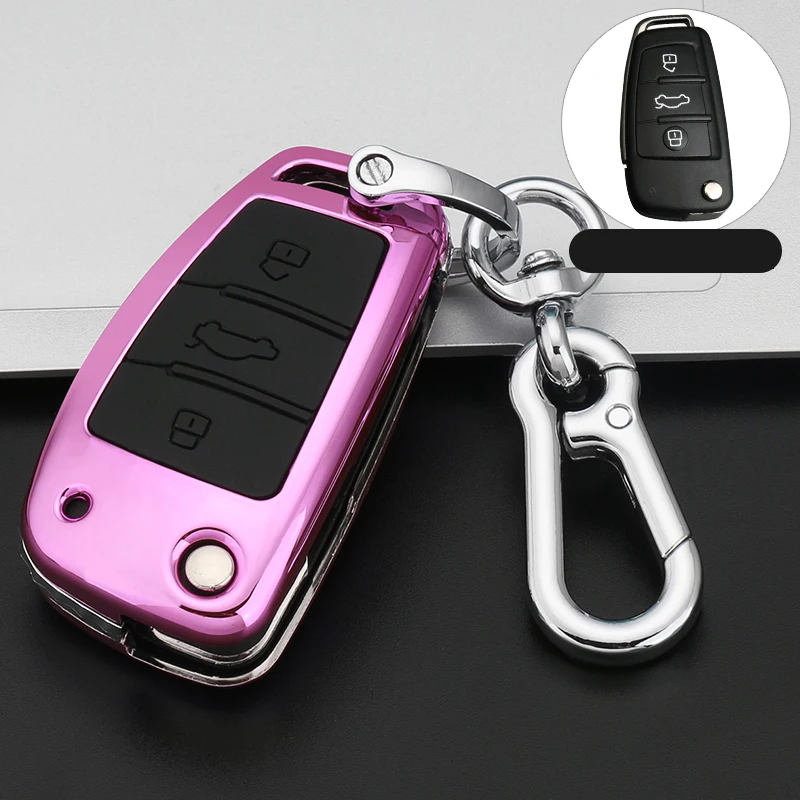 

Carbon fiber+Silica 6 color Car key case cover shell For Chery / Arrizo folding